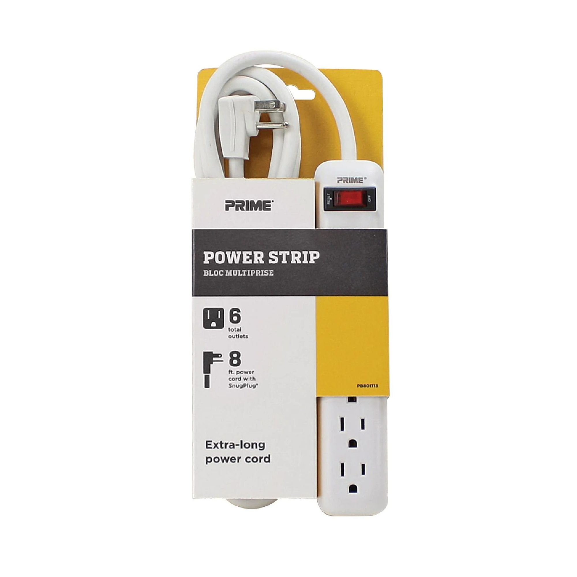 Prime Wire & Cable 6-Outlet Power Strip, 8' Cord from GME Supply